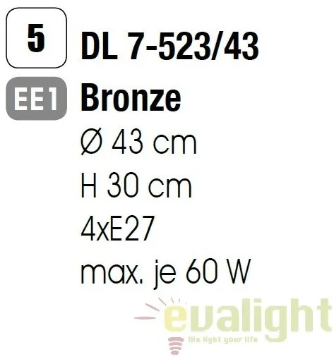 Lustra aplicata stil clasic diam.43cm Rocca DL 7-523/43 bronze OR
