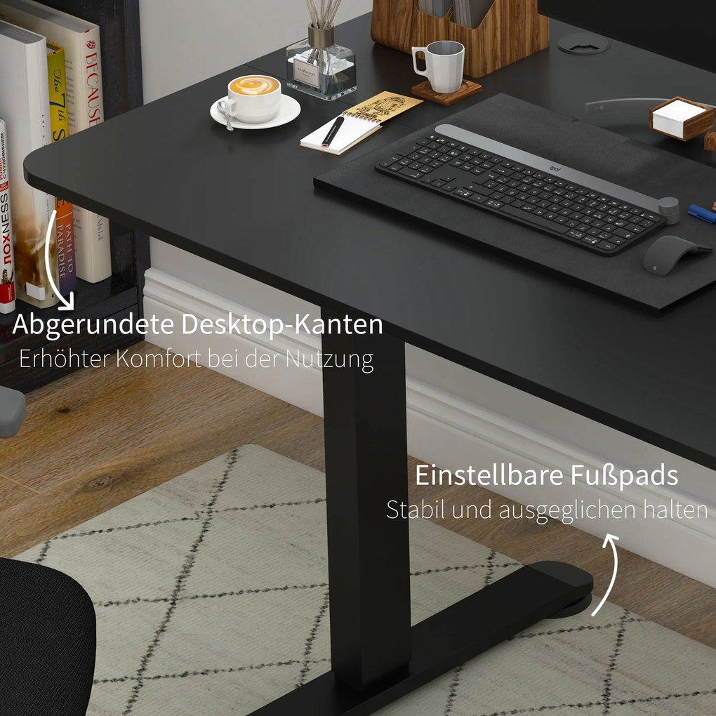 Vinsetto Birou reglabil inaltime 140 cm x 70 cm Birou electric, Negru | Aosom Romania