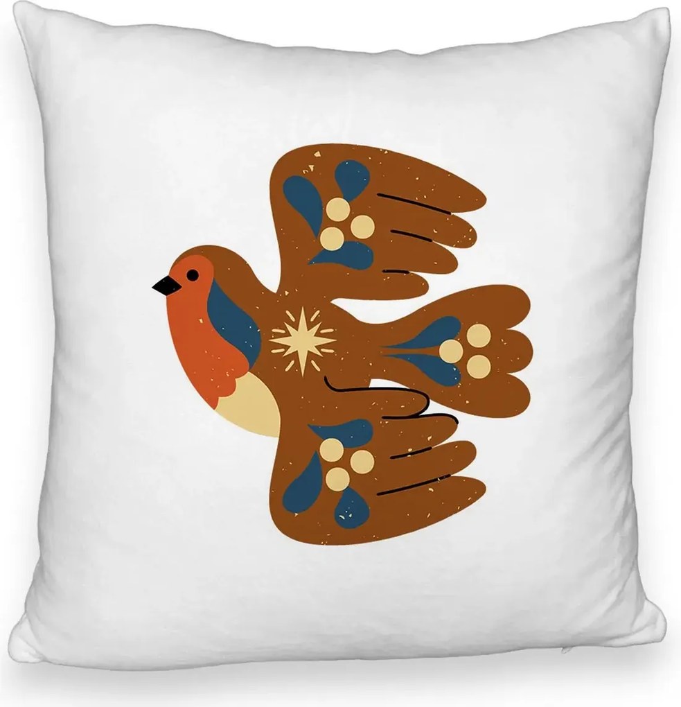 Perna Decorativa Fluffy, Model Pasare, 40x40 cm, Alb Pufos, Husa Detasabila, Perna Inclusa, BEKZ®