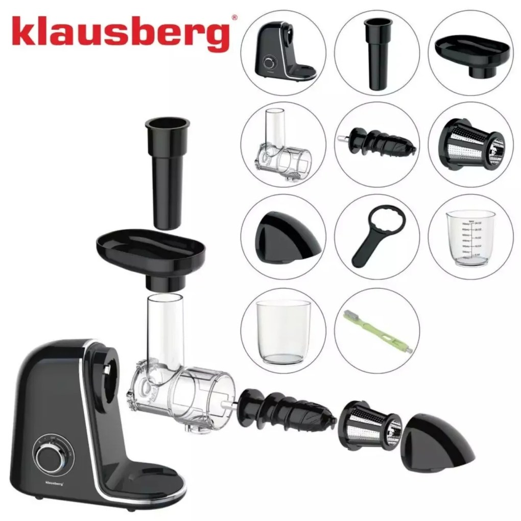 Storcator de fructe cu rotație lentă Klausberg KB7866, negru