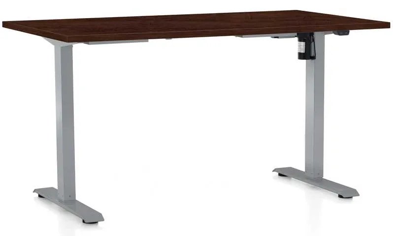 Masă înălțime reglabilă OfficeTech A, 120 x 80 cm, picioare gri, wenge