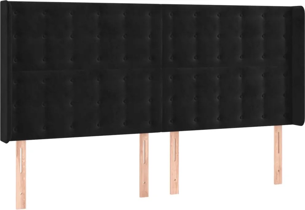 vidaXL Tăblie de pat cu aripioare, negru, 163x16x118/128 cm, catifea
