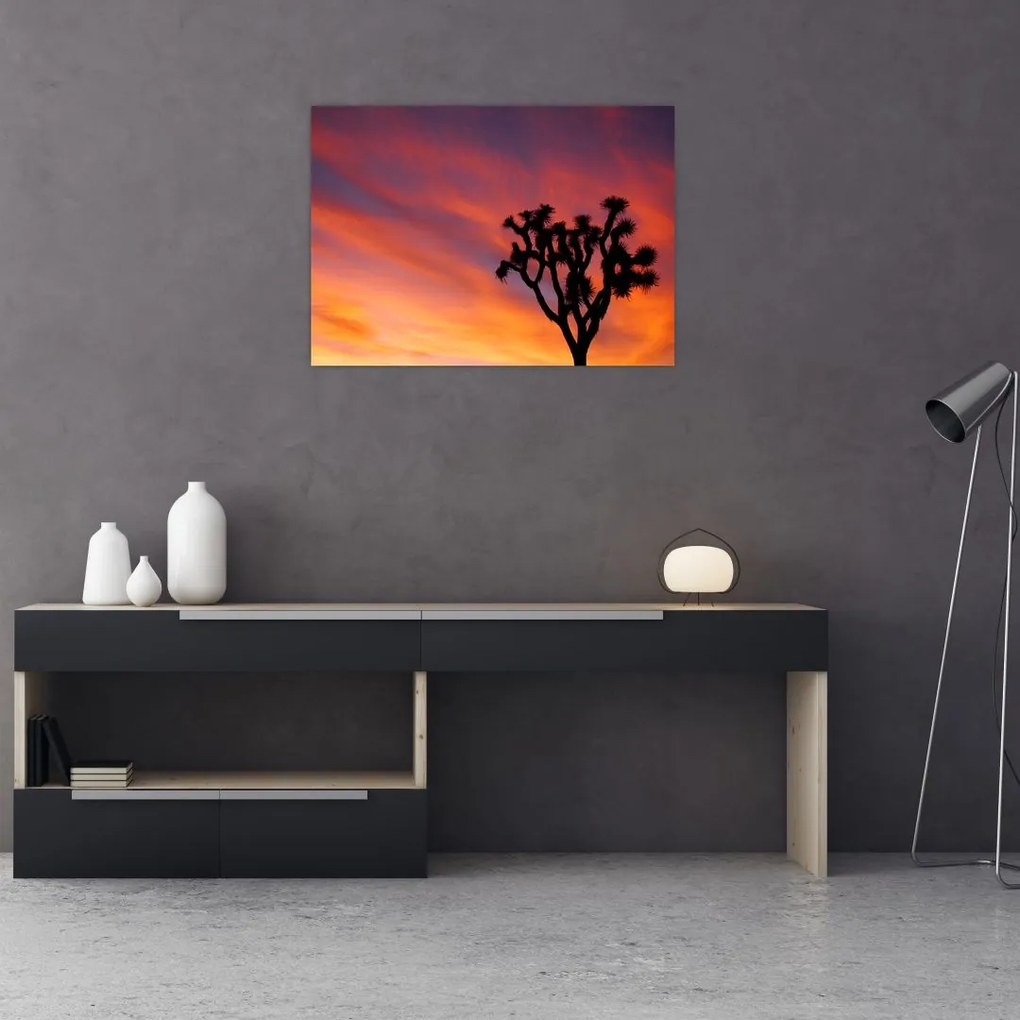 Tablou apus de soare deasupra siluetei unui copac (70x50 cm)
