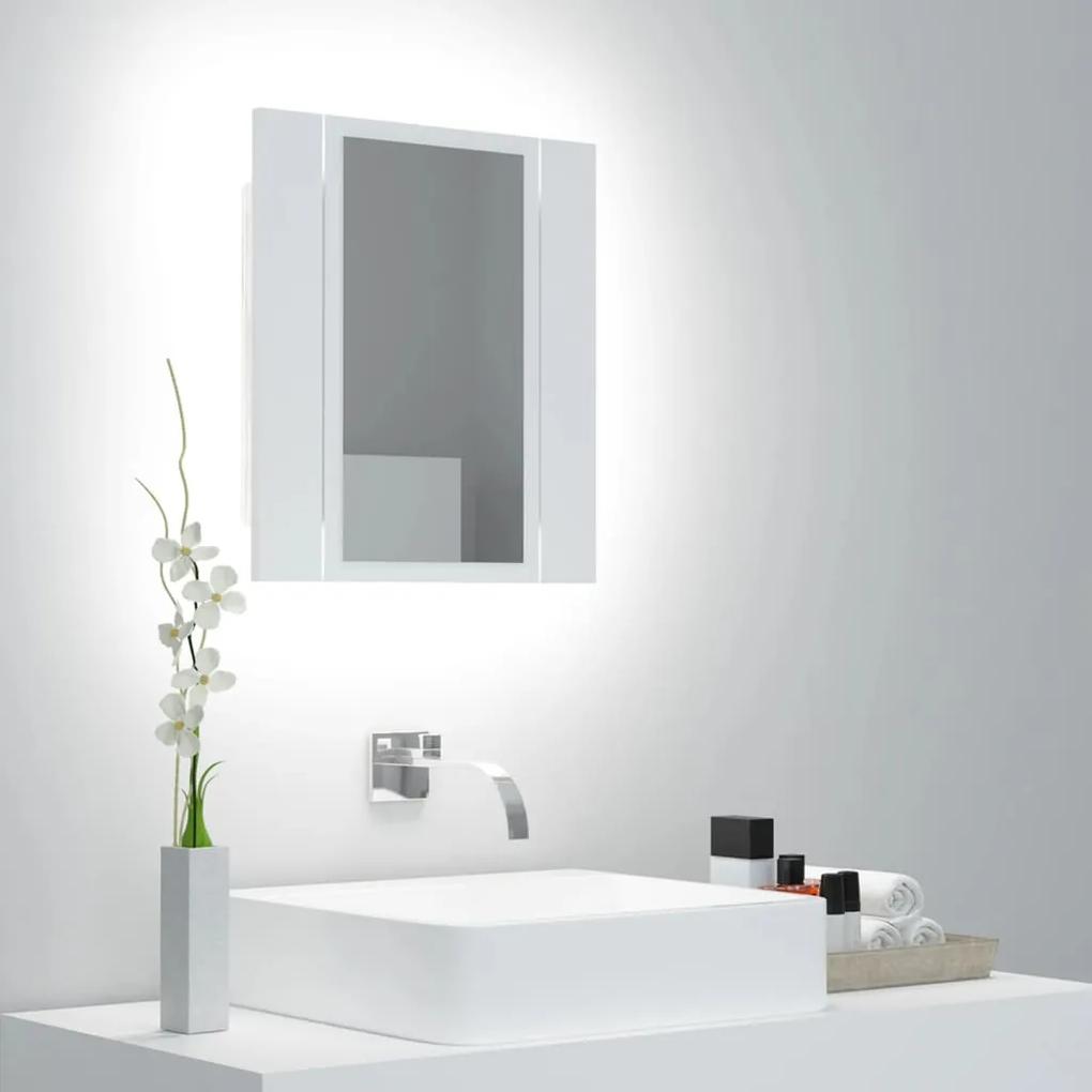 Dulap de baie cu oglindă &amp; led, alb, 40x12x45 cm