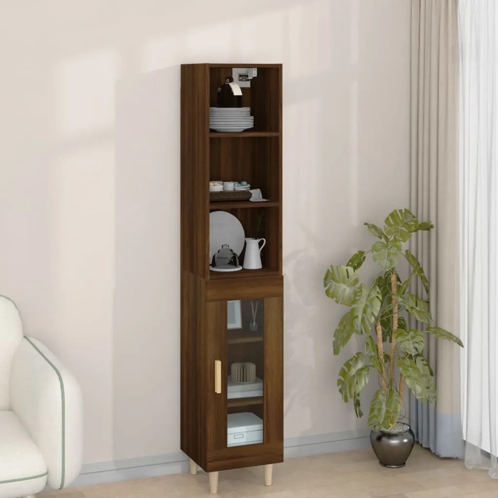3115603 vidaXL Dulap înalt, stejar maro, 34,5x34x180 cm, lemn prelucrat