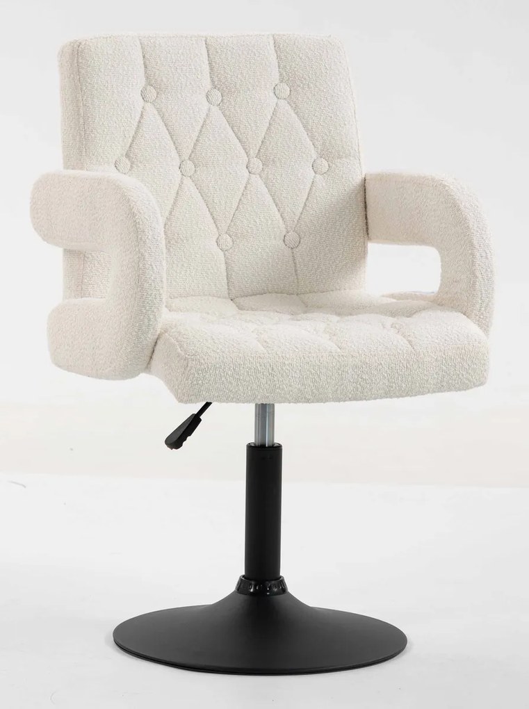 HR8404KW Scaun Crem Boucle cu Bază Aurie