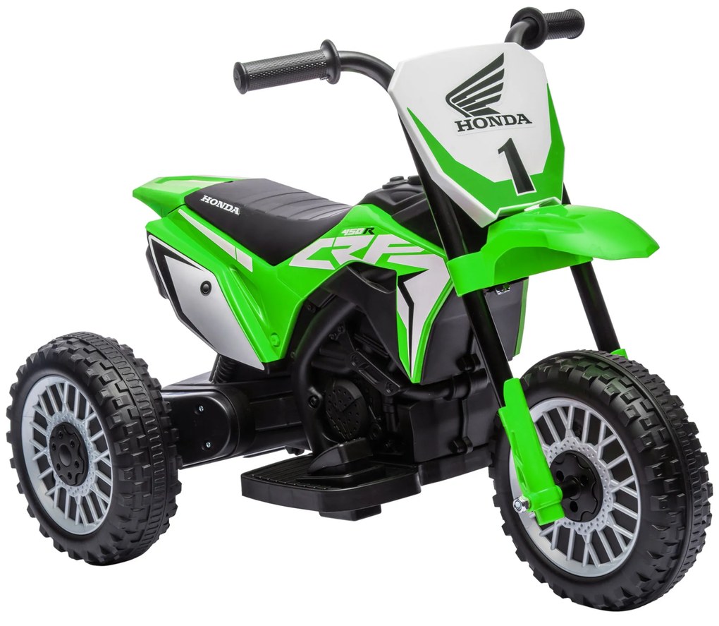 HOMCOM Motocicletă Electrică pentru Copii 6V Honda CRF450RL Licențiată Verde 3 Roți 18-36 Luni | Aosom Romania