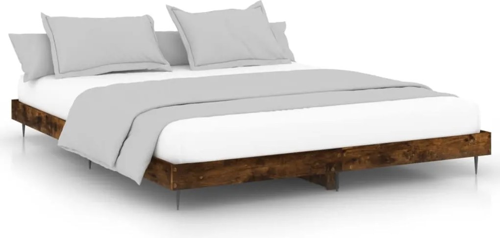 vidaXL Cadru pat fără saltea stejar fumuriu 120x200 cm, lemn prelucrat