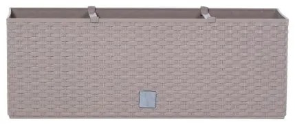 Jardiniera decorativa, sistem irigare, imitatie ratan, cafeniu, 30 L, 60x25x24 cm, Rato Case