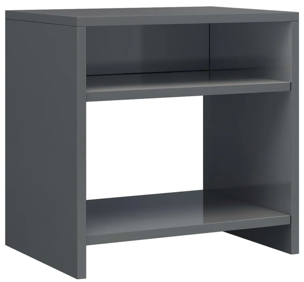 800025 vidaXL Noptieră, gri extralucios, 40x30x40 cm, lemn prelucrat