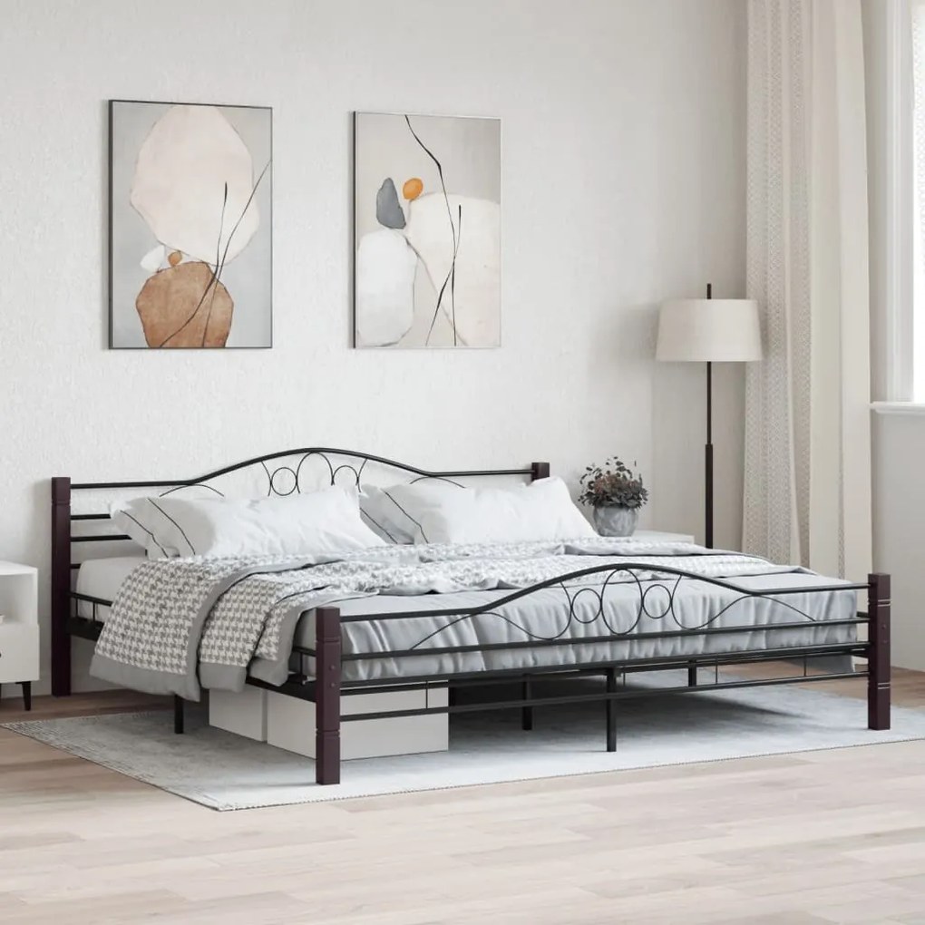 vidaXL Cadru de pat, negru, 200 x 200 cm, metal