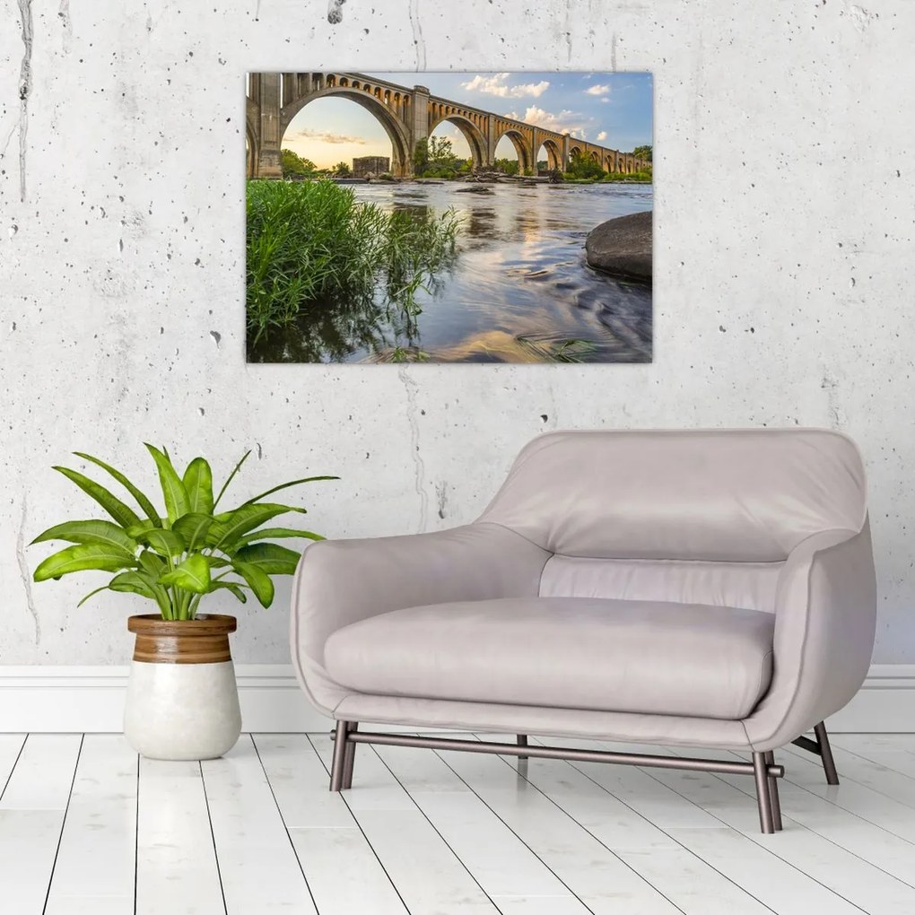 Tablou pe sticlă - Podul de cale ferată Richmond (70x50 cm)