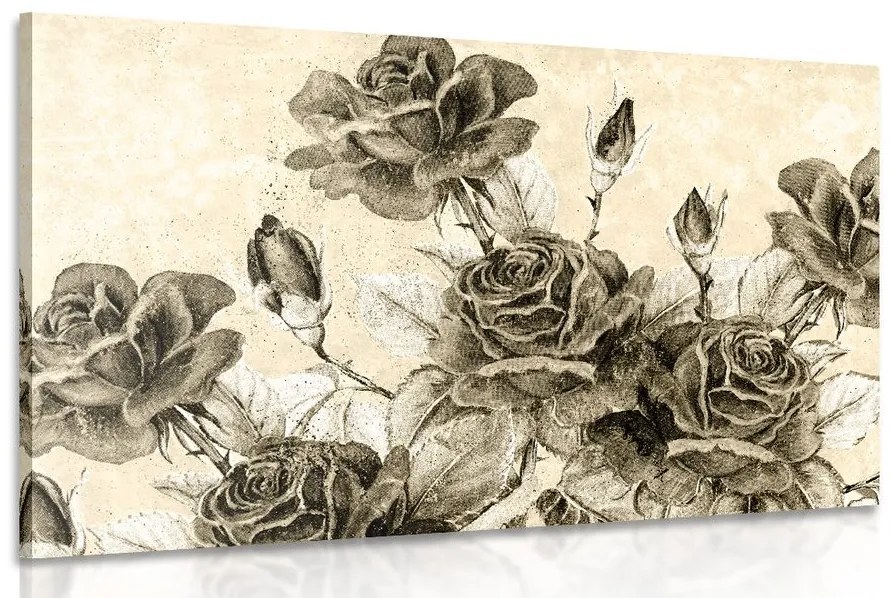 Tablou buchetul de trandafiri vintage în design sepia