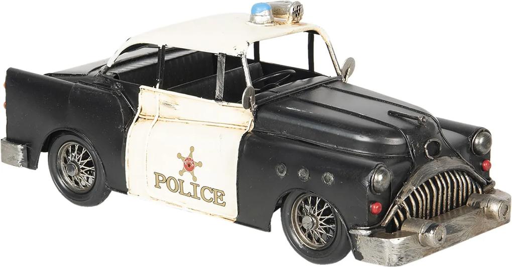 Macheta masina Politie retro metal negru crem 33 cm x 13 cm x 13 cm