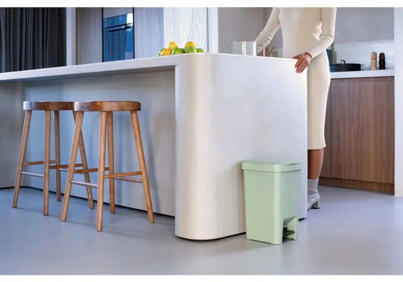 Coș cu pedală Brabantia StepUp 1008481, 16 L, Materiale ecologice, Deschidere mare, Verde deschis