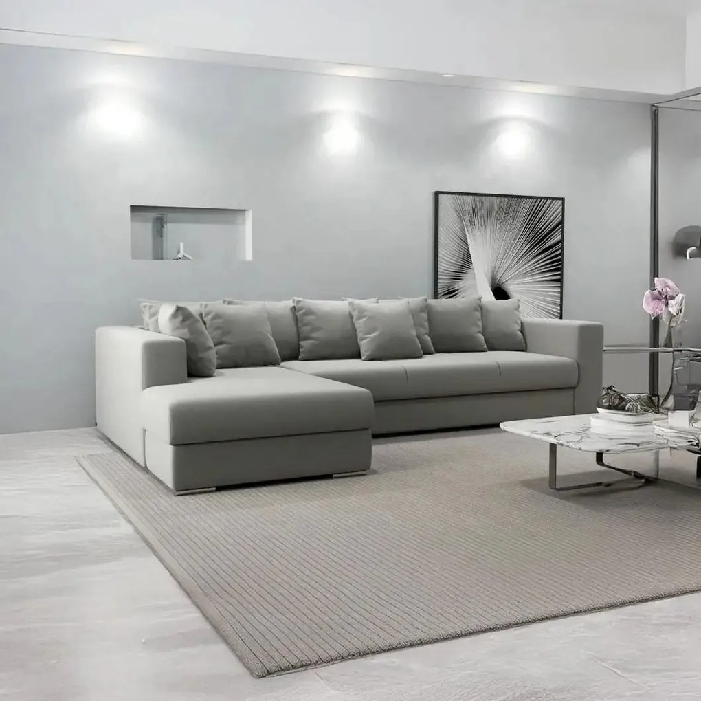 Colțar extensibil dumonde cu ladă de depozitare si sezut confortabil din spuma high-density, Gloria Royal Grey 320x183 cm