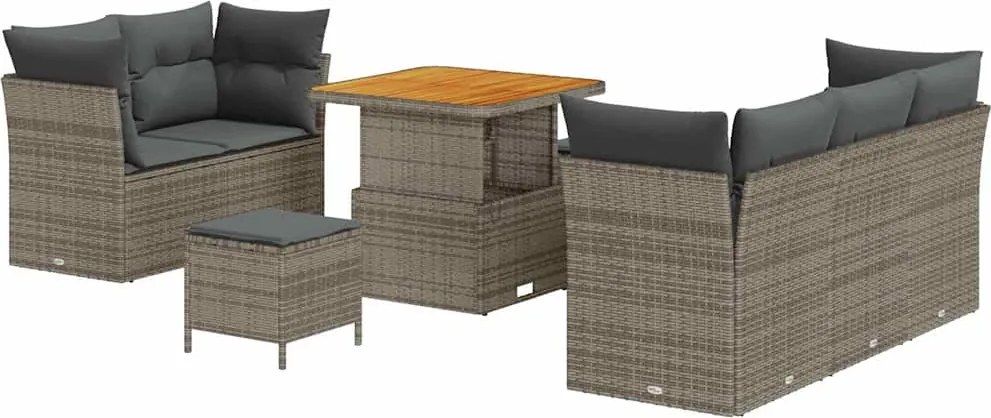 vidaXL Set de canapele pentru grădină cu pernă cu depozitare 8 pcs Gri