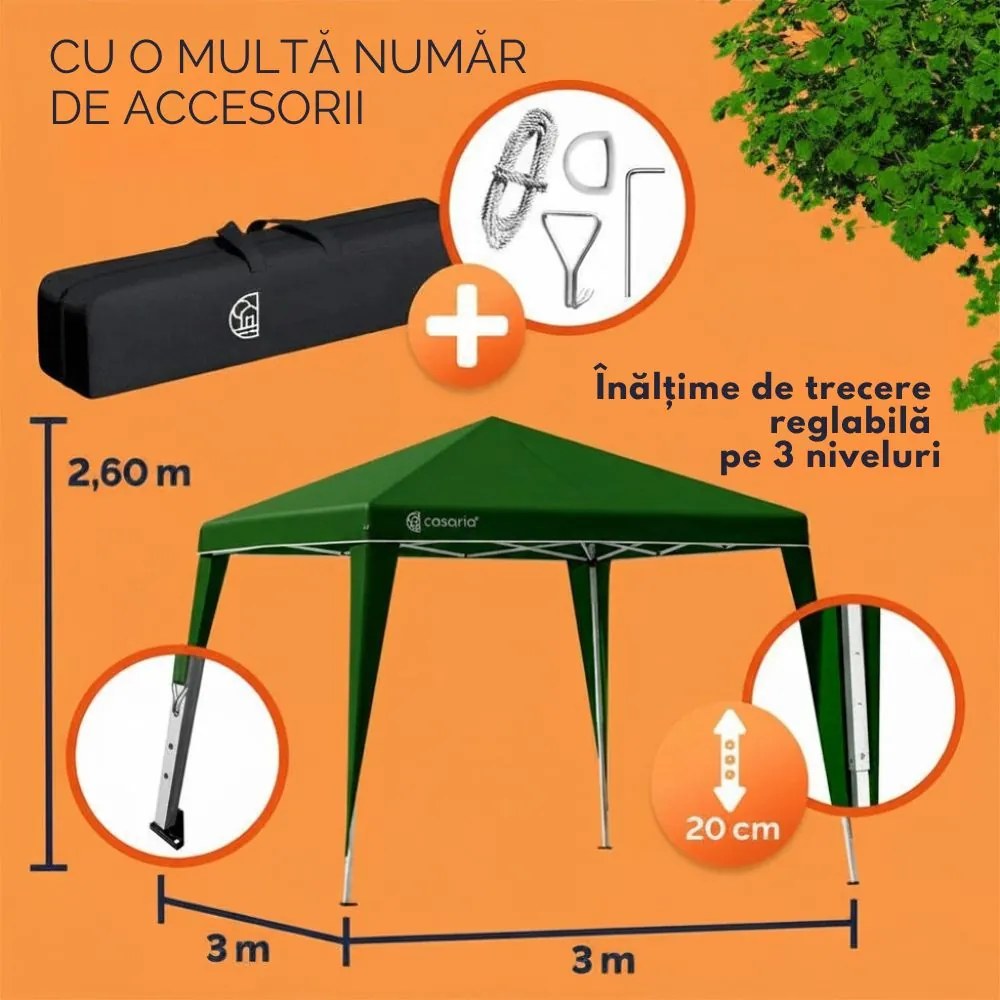 Pavilion/ cort de petrecere CAPRI, 3x3m, verde Casaria