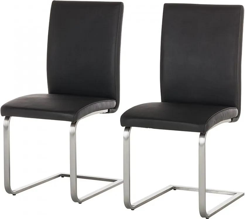 Set de 2 scaune Augusta I din imitatie de piele, negru, fara brate