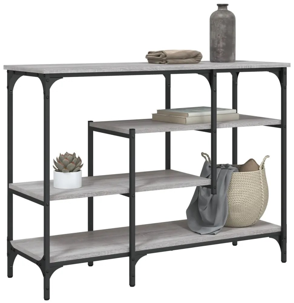 vidaXL Măsuță consolă cu rafturi, gri sonoma, 100x35x75 cm