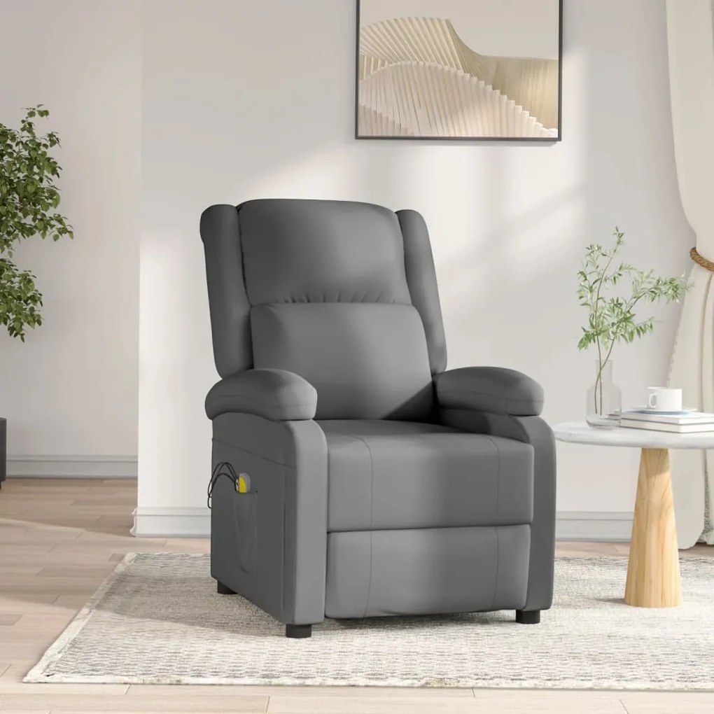 3073715 vidaXL Fotoliu de masaj electric, antracit, piele ecologică