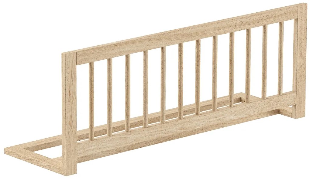 Pat Supraetajat Forrest Beech 90x200 cm, pentru Camera Copii, din Lemn de Fag, cu Bară de Siguranță – Vipack