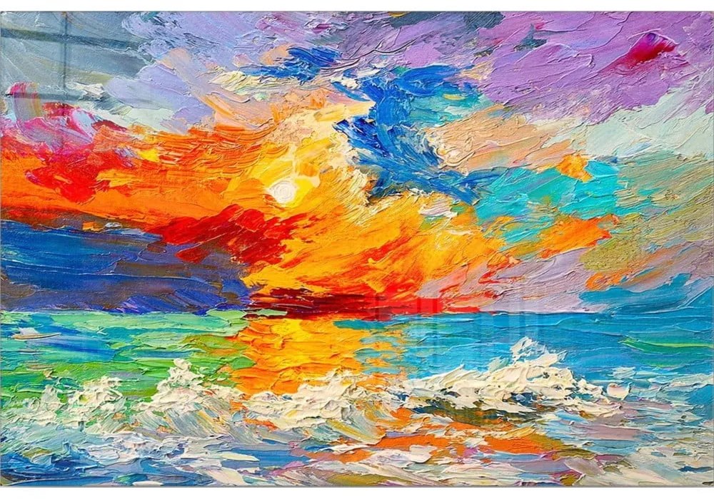 Tablou din sticlă 100x70 cm Abstract Sunset – Wallity