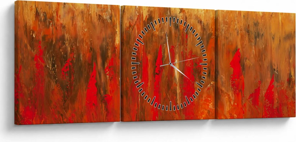 Tablou cu abstracție pictată (cu ceas) (90x30 cm)