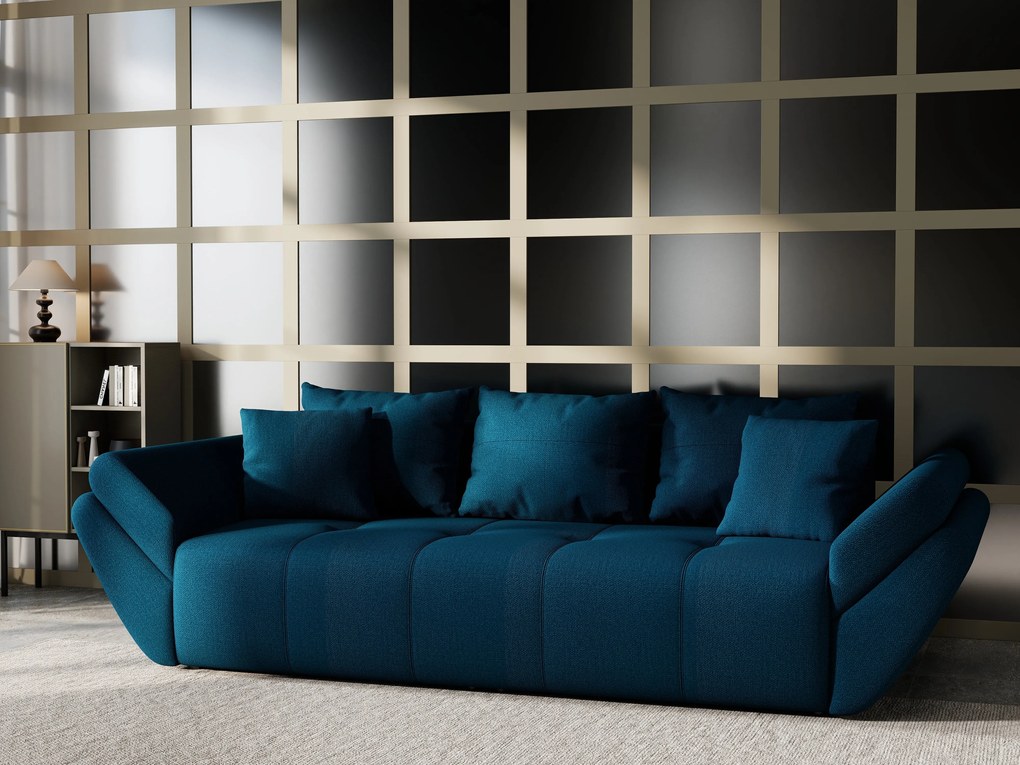 Canapea extensibilă dumonde cu ladă de depozitare si sezut confortabil din spuma high-density, Berlin Enjoy Petrol 250x100 cm