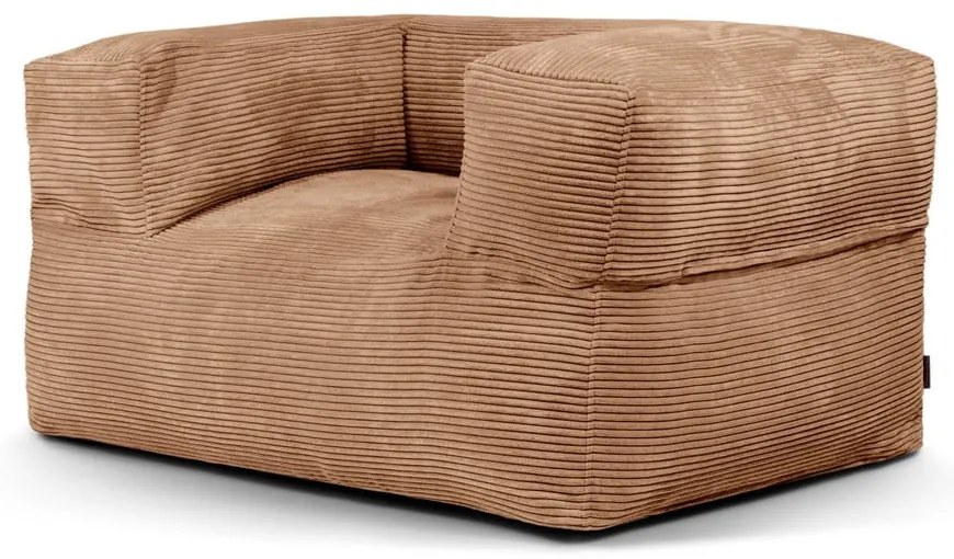 Fotoliu bean bag maro cu tapițerie din catifea reiată MooG – SLOWDOWN