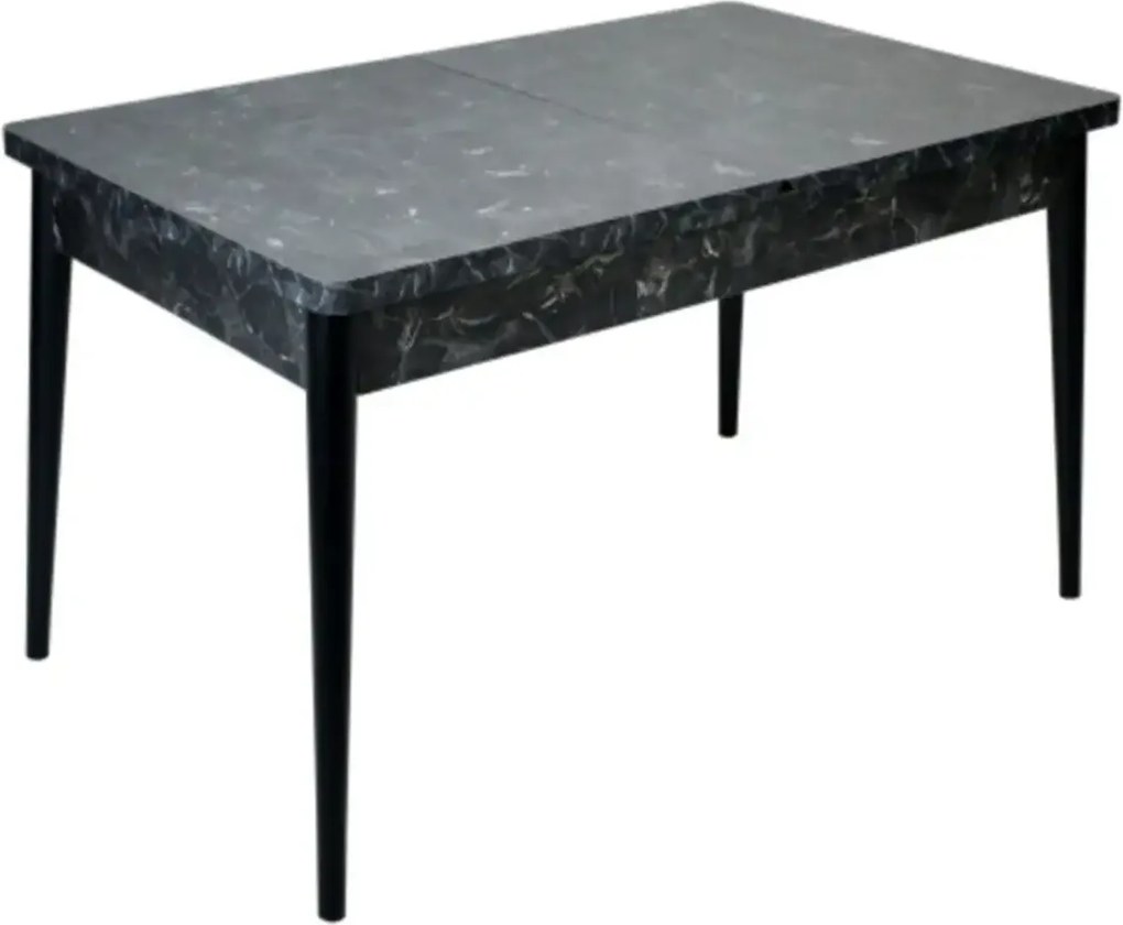 Set masa extensibila cu 6 scaune tapitate Homs cristal  negru-verde 170 x 80 cm