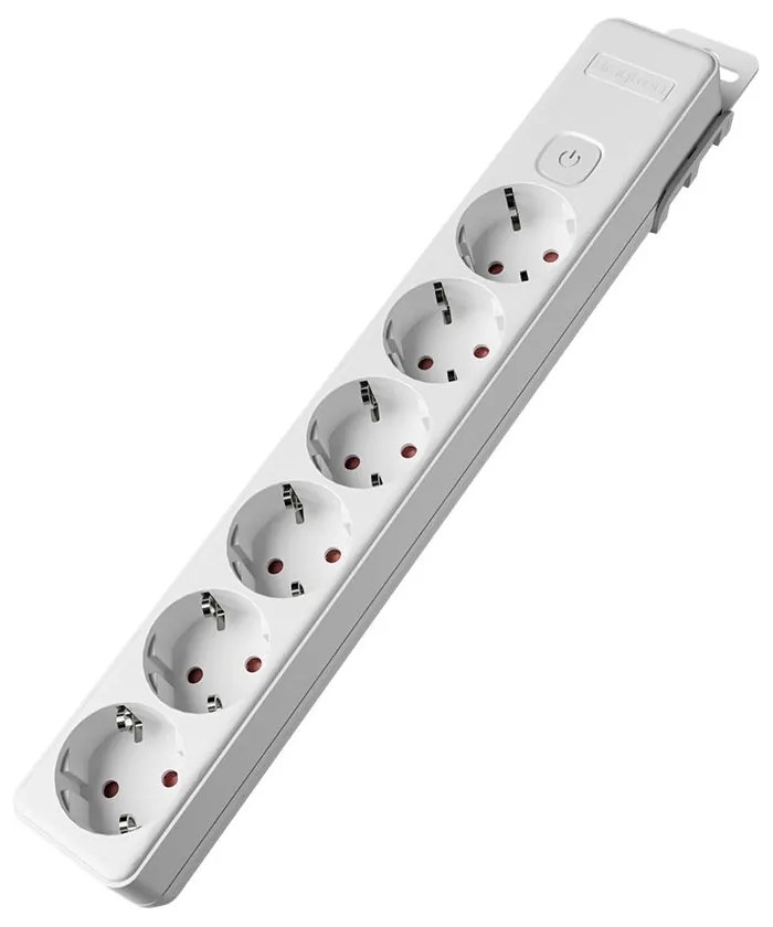 Bloc multipriza Braytron, 6 prize, cu intrerupator, protectie copii, alb