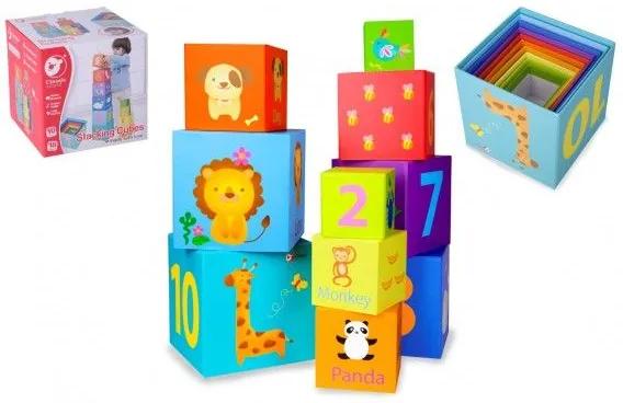 Teddies Cuburi pliante cu poze si numere, culori curcubeu