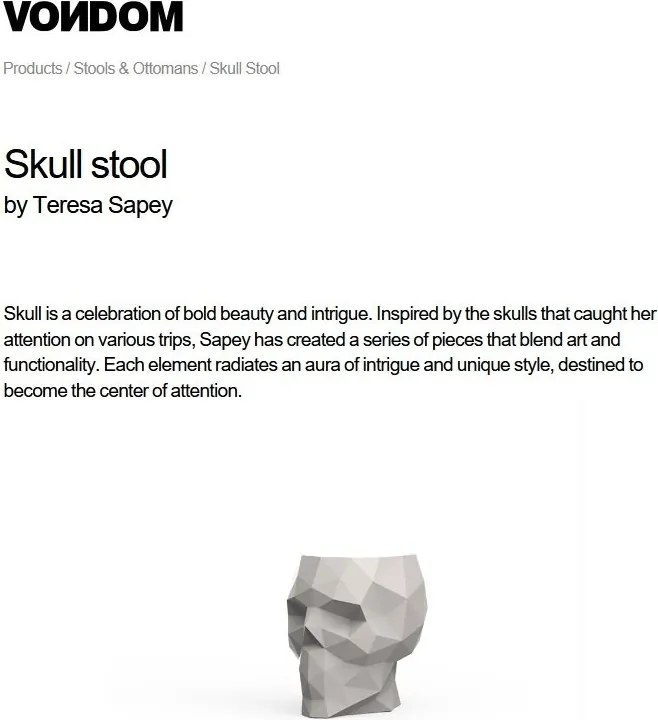Taburete exterior/interior design decorativ SKULL STOOL, mat