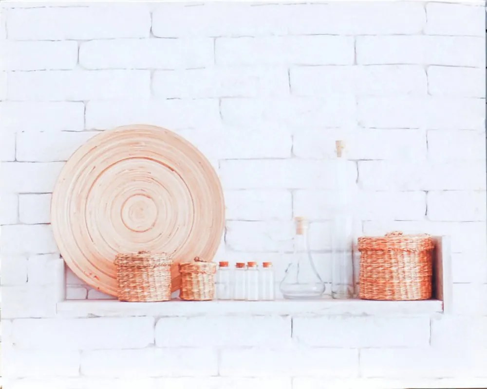 Falc Tablou pe pânză - Brick wall in white, 40x50 cm