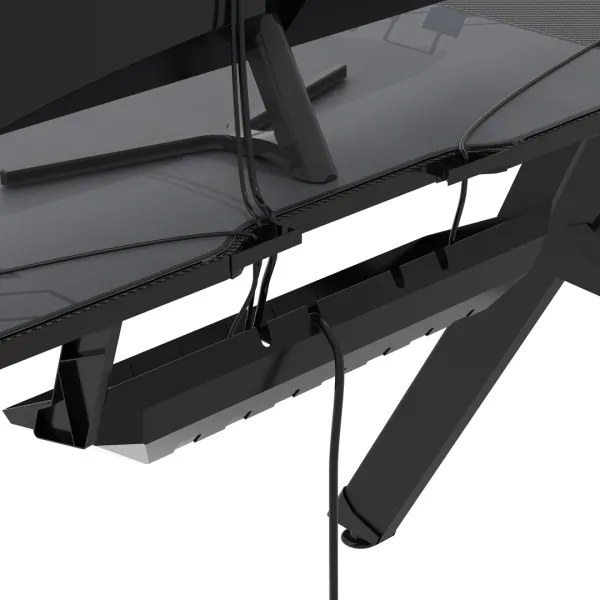 Masa de gaming FALCON 156x60 cm, iluminare LED RGB, negru