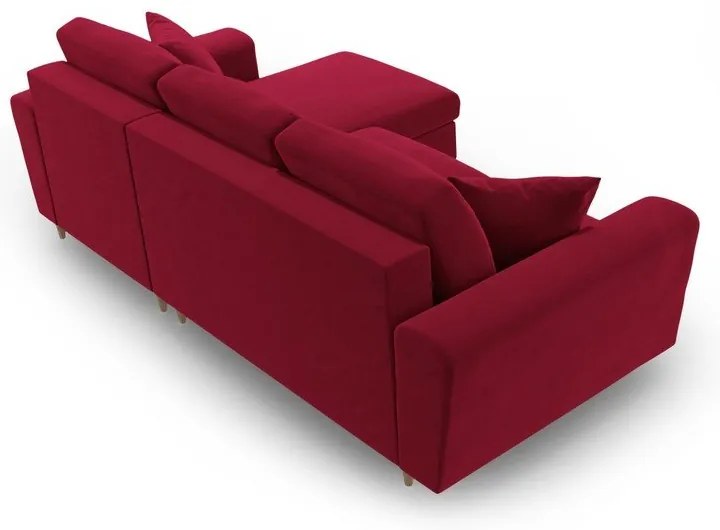 Colțar roșu extensibil, cu spațiu de depozitare cu tapițerie din catifea Kyoto – Cosmopolitan Design