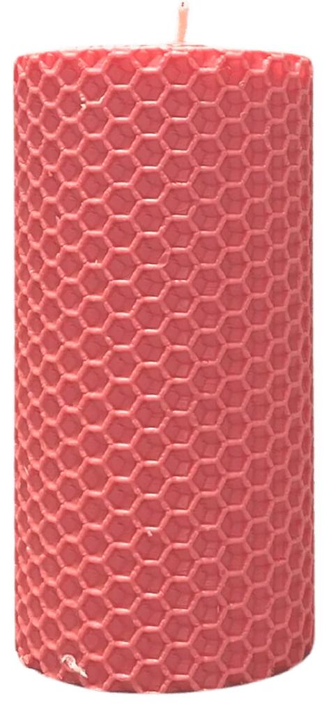 Lumanare Marturie  din Ceara de Albine naturala tip fagure colorat - Roz 10 cm, 7 cm, Roz