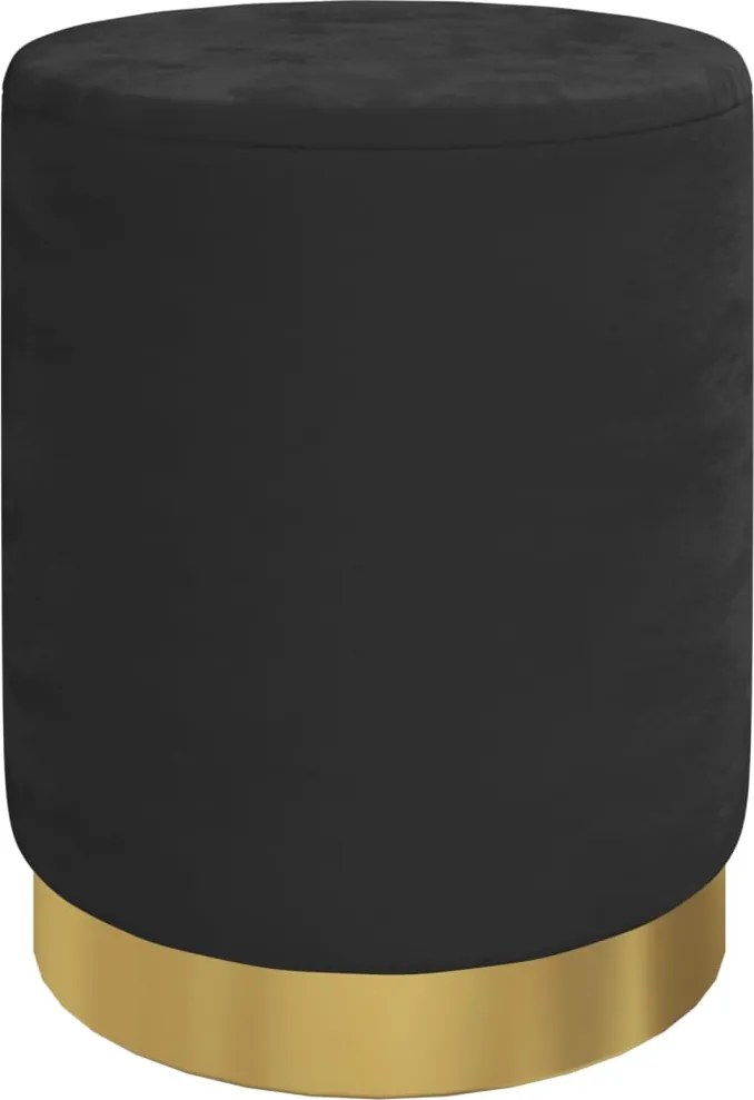 vidaXL Taburet depozitare rotund, negru, catifea 31 x 37 cm