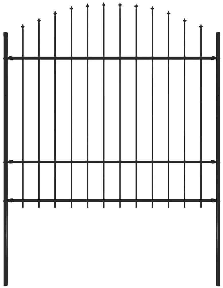 Gard de gradina cu varf ascutit, negru, 1,7 m, otel 1, 150-175 cm, 1.7 m