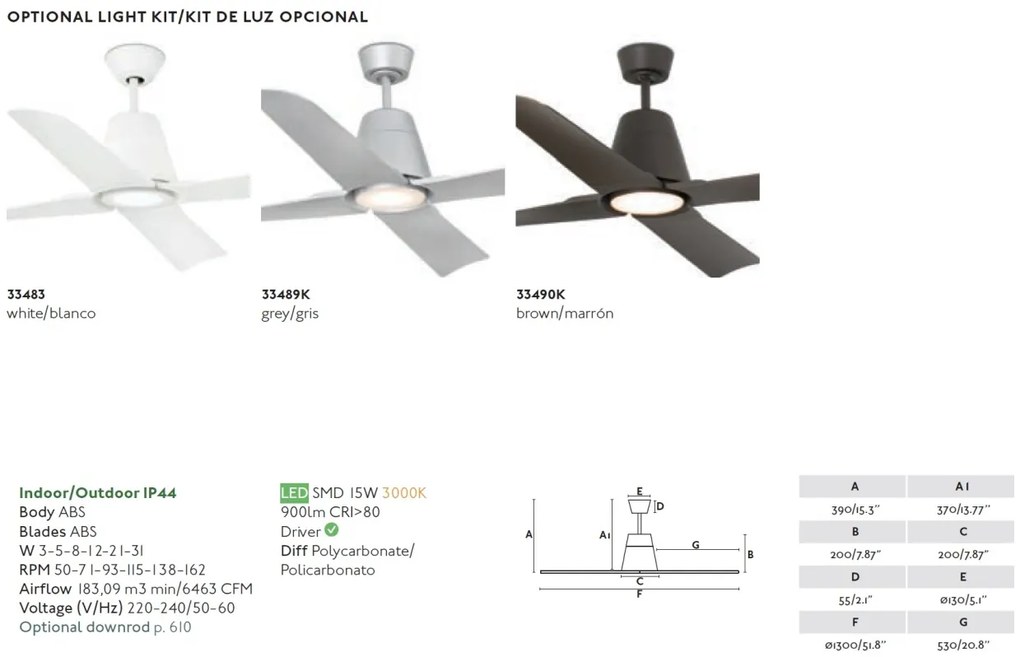 Ventilator de tavan cu telecomanda de exterior IP44 design modern TYPHOON maro