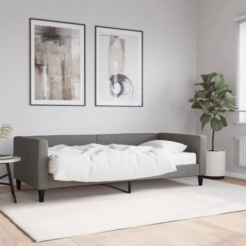 3196561 vidaXL Pat de zi cu saltea, gri închis, 90x200 cm, textil