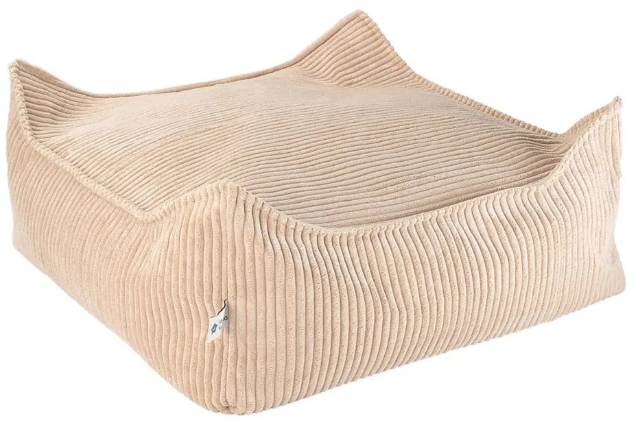 Fotoliu puf pentru copii maro deschis cu tapițerie din catifea reiată Square – Wigiwama