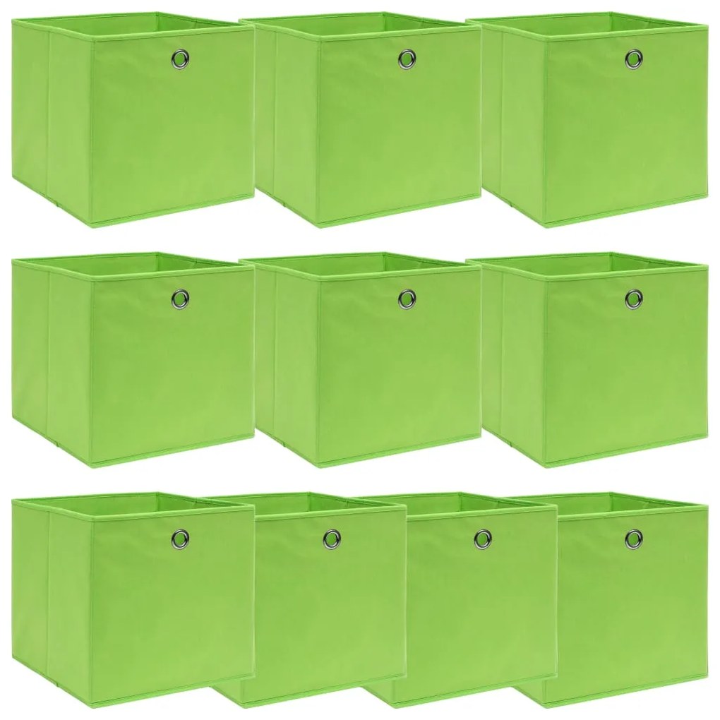vidaXL Cutii depozitare, 10 buc., verde, 32x32x32 cm, textil
