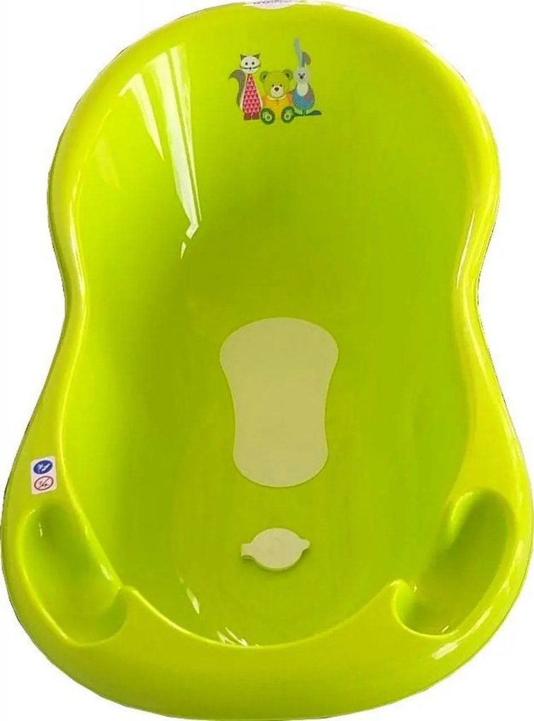 Cadita ergonomica pentru bebelusi si copii NOVOKIDS™ Little Bear, baita bebe, dimensiuni 100X50X25, suport anti alunecare, supapa scurgere, Verde