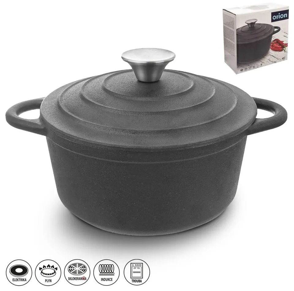 Oală cu capac din fontă 4 l adecvată pentru plita cu inducție LITINA – Orion