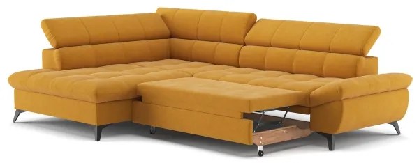 Canapea colțar extensibilă în L MARANO stânga, portocalie