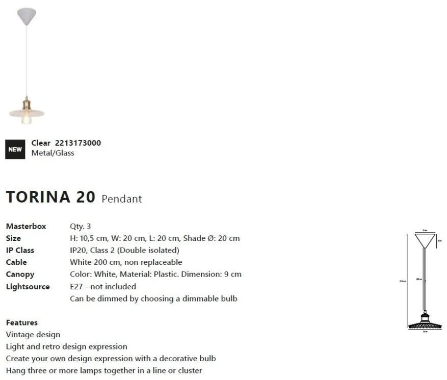 Pendul design modern Torina 20 transparent