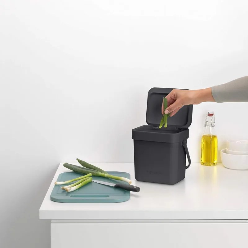 Cos de gunoi colectare selectiva Brabantia Sort&Go 1003230, 3 L, Maner, Gri închis