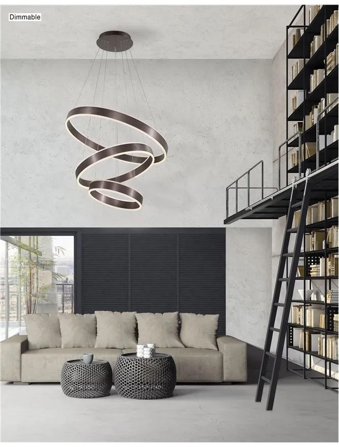 Lustra LED dimabila design modern Ø80cm Nador III Coffee